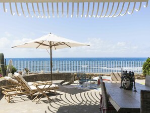 Sky, Water, Property, Furniture, Table, Light, Plant, Seaside Resort, Azure, Shade