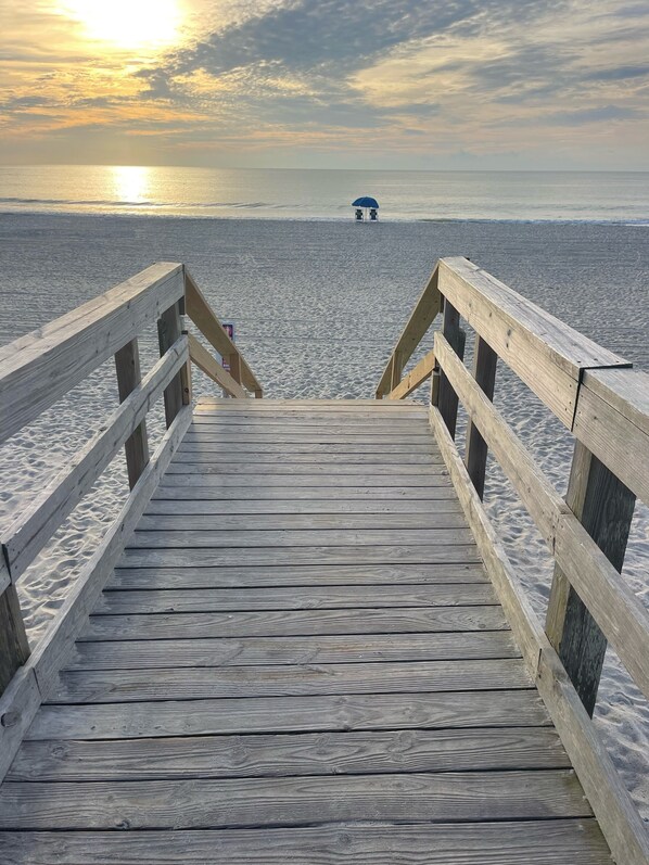 Walkway to the wide beach in front of the condo! Can’t get any closer to Beach. 