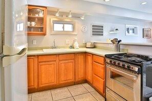 Cook in a fully equipped kitchen for just about any type of meal preparation