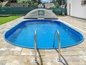 Water, Plant, Azure, Rectangle, Swimming Pool, Composite Material, Leisure, Outdoor Furniture, Landscape, Wood