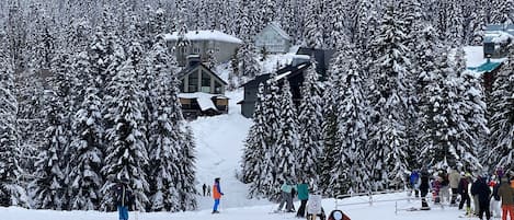 View from the ski hill right in front of the blue chair