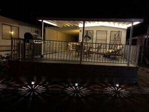 Night time view of deck