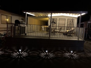 Night time view of deck