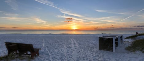 White Sand and Beautiful Sunsets are Just Steps Away!