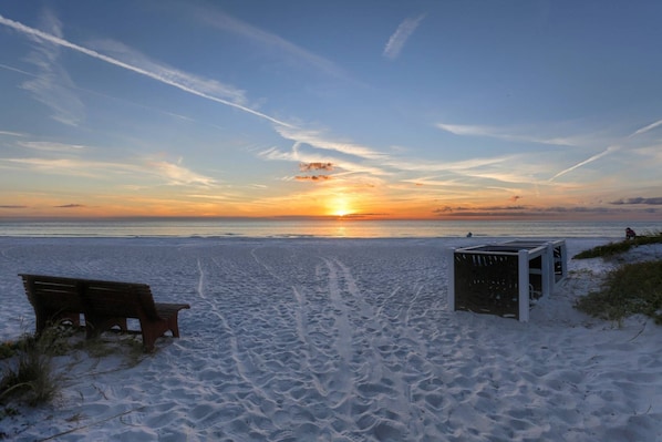 White Sand and Beautiful Sunsets are Just Steps Away!