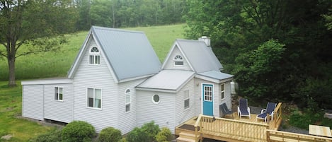 Front entrance with deck and dining deck