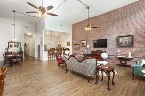 Living Room with 18 foot ceiling