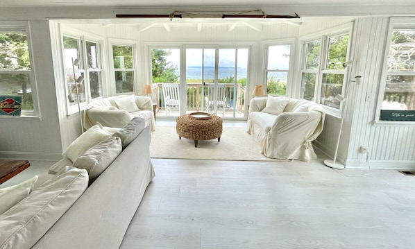 Living room overlooking Peconic Bay