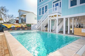 Heated Pool with Sundeck and sitting ledge