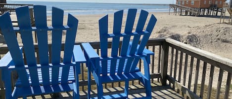 Sit, relax and enjoy the view of the pedestrian beach looking towards the Jetty 