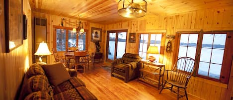 Living Room looking toward the Lake. Water views horizon to horizon.