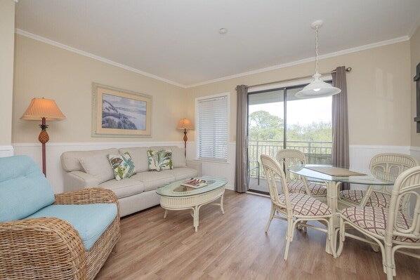 Carolina Beach Club 326 - Living Room - Living/dining room combination with lots of light.