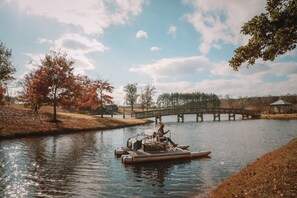 Enjoy the lake during your stay with Sandy Creek Farms paddleboat. 