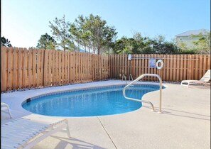 Big private pool with Adirondack loungers