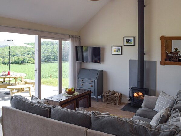 Living room with wood burner | Bwthyn Y Bugail, Abercych, near Cardigan