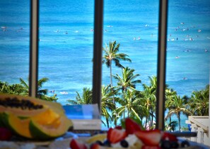 View from the room 
Watching surfers every day ! 