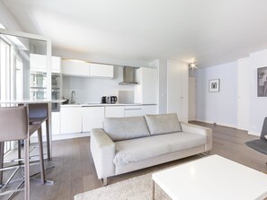 living room and kitchen