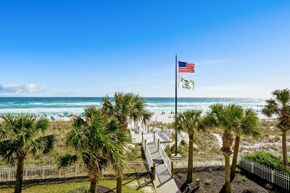 Welcome to Jade East! Enjoy this beautiful beachfront view from the balcony. 
