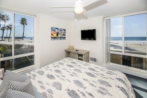 View from the bed in the master bedroom
