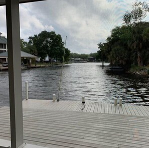 View of dock and mooring whips