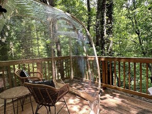 Our Serenity bubble tent on the back deck overlooking the Laurel Creek - is a highlight for most of our Guests.