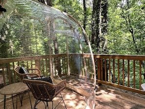 Our Serenity bubble tent on the back deck overlooking the Laurel Creek - is a highlight for most of our Guests.