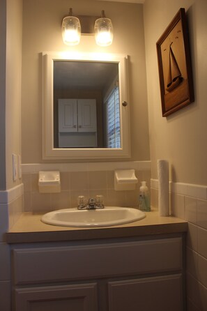 Bathroom sink area. 