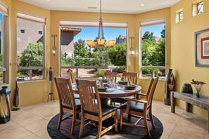Dining table for 6 guests and beautiful Red Rock Views