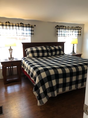 Master Bedroom Buffalo Plaid with King Bed and Smart TV