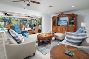 Beautifully Newly  Furnished Living Area with Large Sliders to Lanai