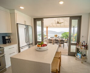 A kitchen with a view