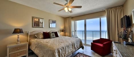 King size bed in the master bedroom.