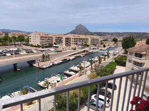 View from the terrace to the west, looking down the marina to the Montgo.