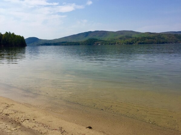 View of the lake from the beach. Newfound is one of the cleanest lakes in NH