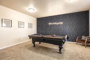 Our game room comes ready for pool or table tennis