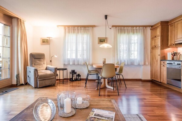 Living room, dining area