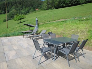 Möbel, Tabelle, Gartenmöbel, Tisch Im Freien, Stuhl, Terrasse, Flagstone, Landscaping, Bank, Landschaft