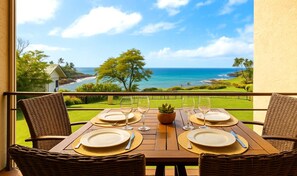 Enjoy island dining framed by emerald lawns, swaying palms, and uninterrupted views of Maui?s deep blue coastline NAP-C43