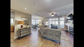 Living Room with Amazing View of Lagoon, Queen Sleeper, Loveseat and Recliner. 