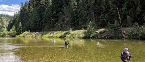 Great fishing in the CDA River, right from the property