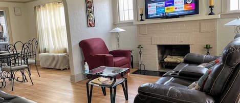 Living Room with 55" Toshiba Smart TV with Amazon Prime and Netflix
