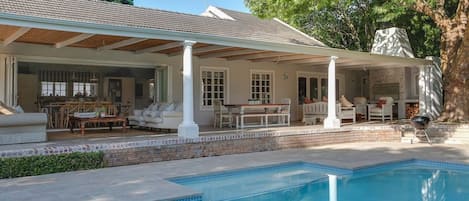 Outdoor patio and swimming pool