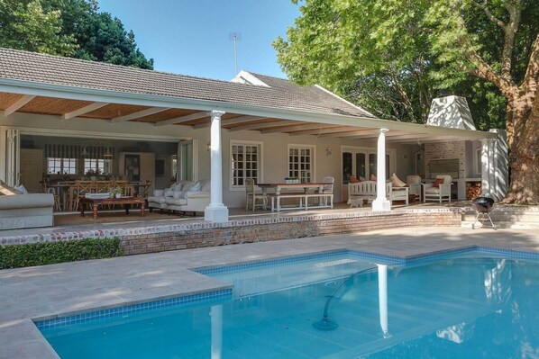 Outdoor patio and swimming pool