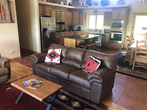 We recently updated the living room furniture with 2 new sofas and recliners