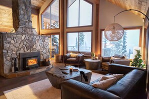 Real wood burning fireplace