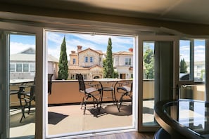 One of the best things about the flat is the wide patio doors that lead to the this great balcony that can be used for just about anything.