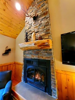 Stacked Stone & Gas Fireplace