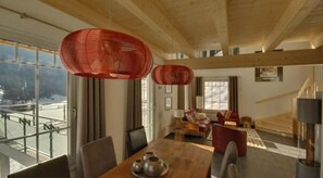 View from the dining area to the living area
