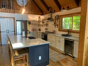 Newly renovated kitchen, includes beverage fridge and dishwasher