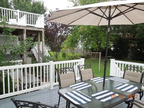Rear deck and view of part of back yard